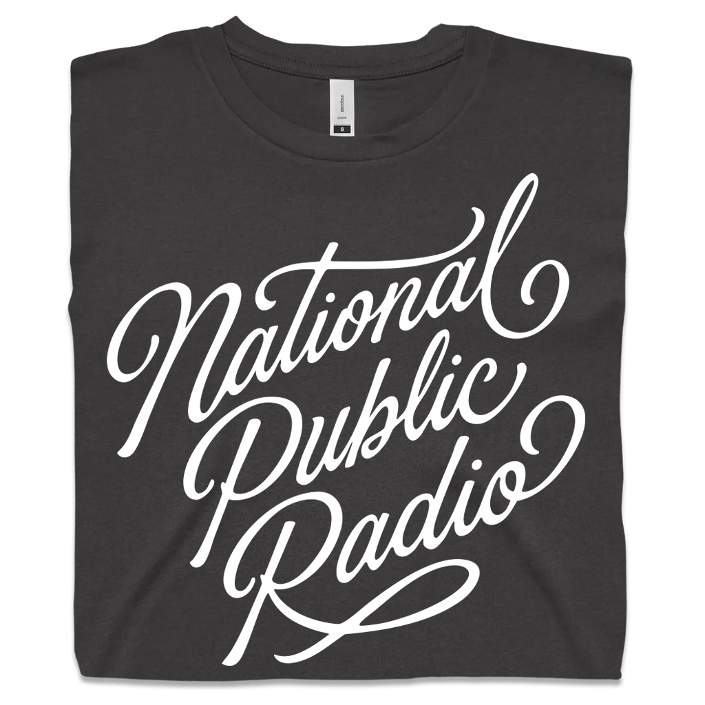 National Public Radio Script Crop Top - Coal