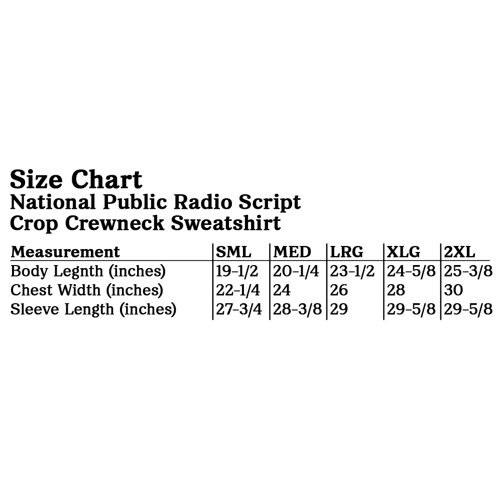National Public Radio Script Women's Crop Crewneck Sweatshirt