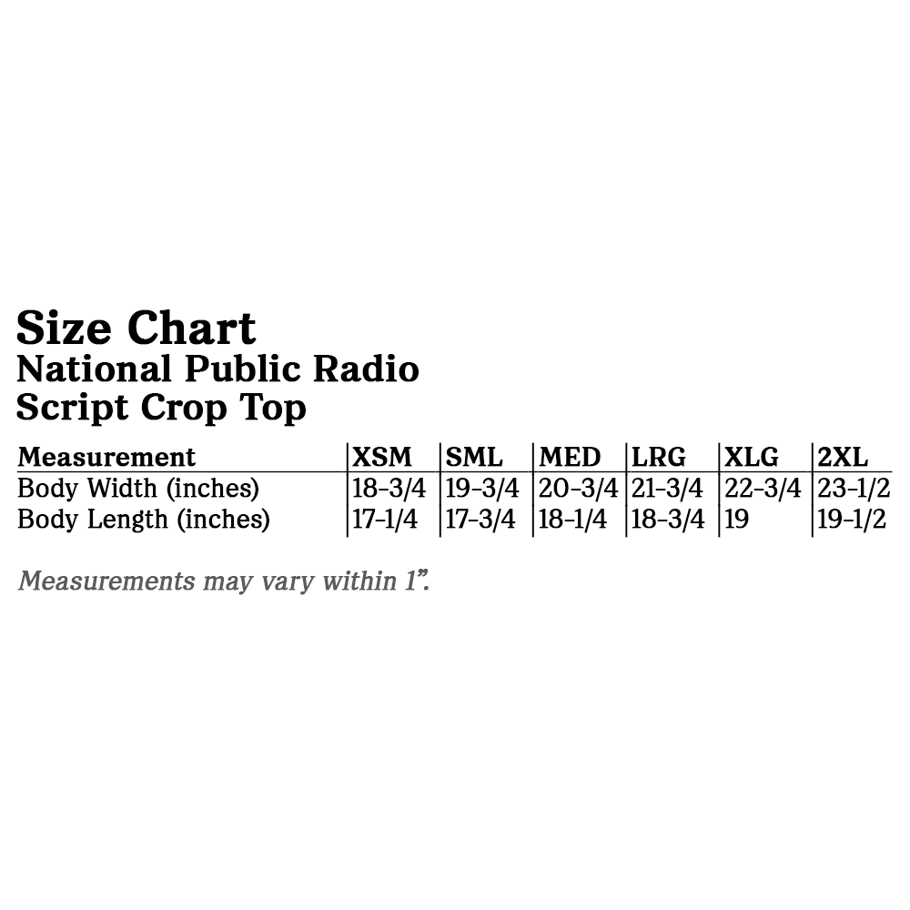 National Public Radio Script Crop Top - Mineral