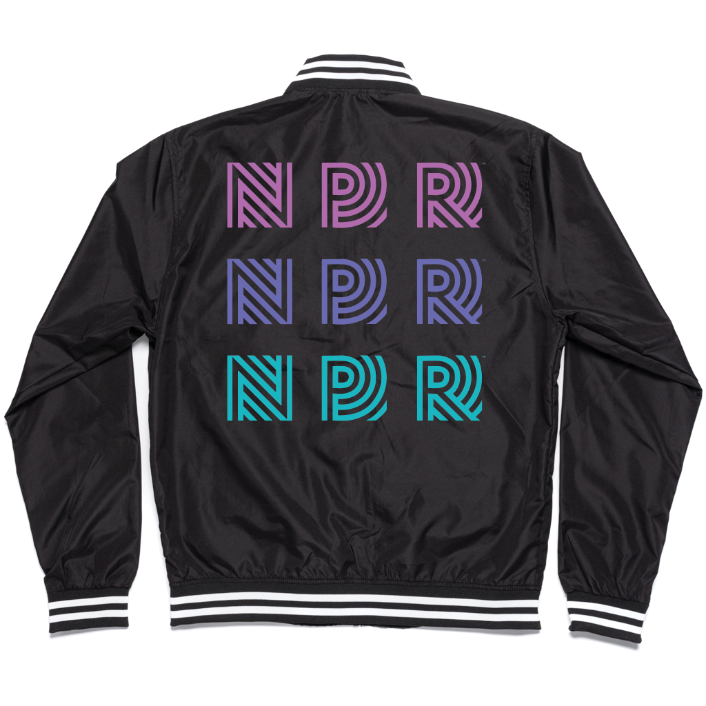 NPR 90s Repeating Logo Bomber Jacket