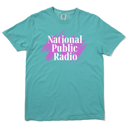 National Public Radio 90s Brushstroke Text Garment-Dyed Shirt
