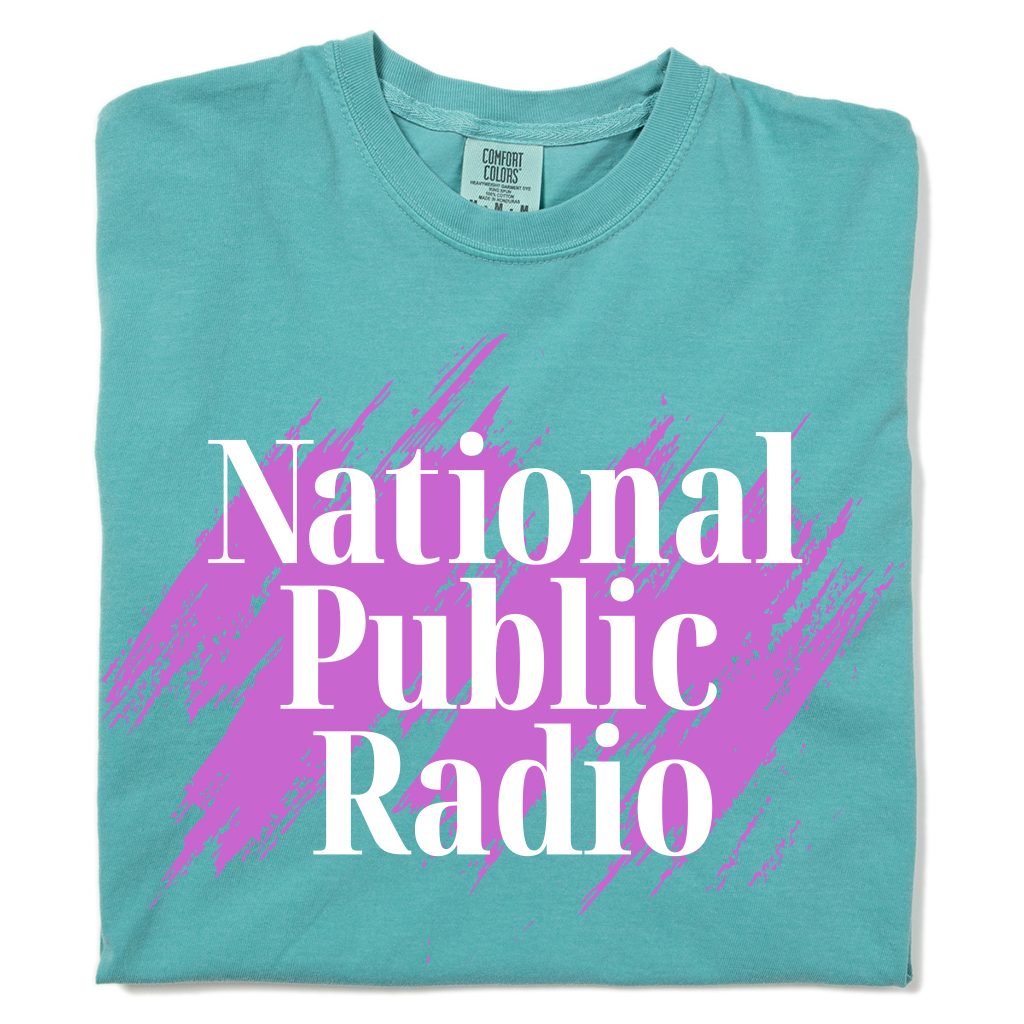 National Public Radio 90s Brushstroke Text Garment-Dyed Shirt