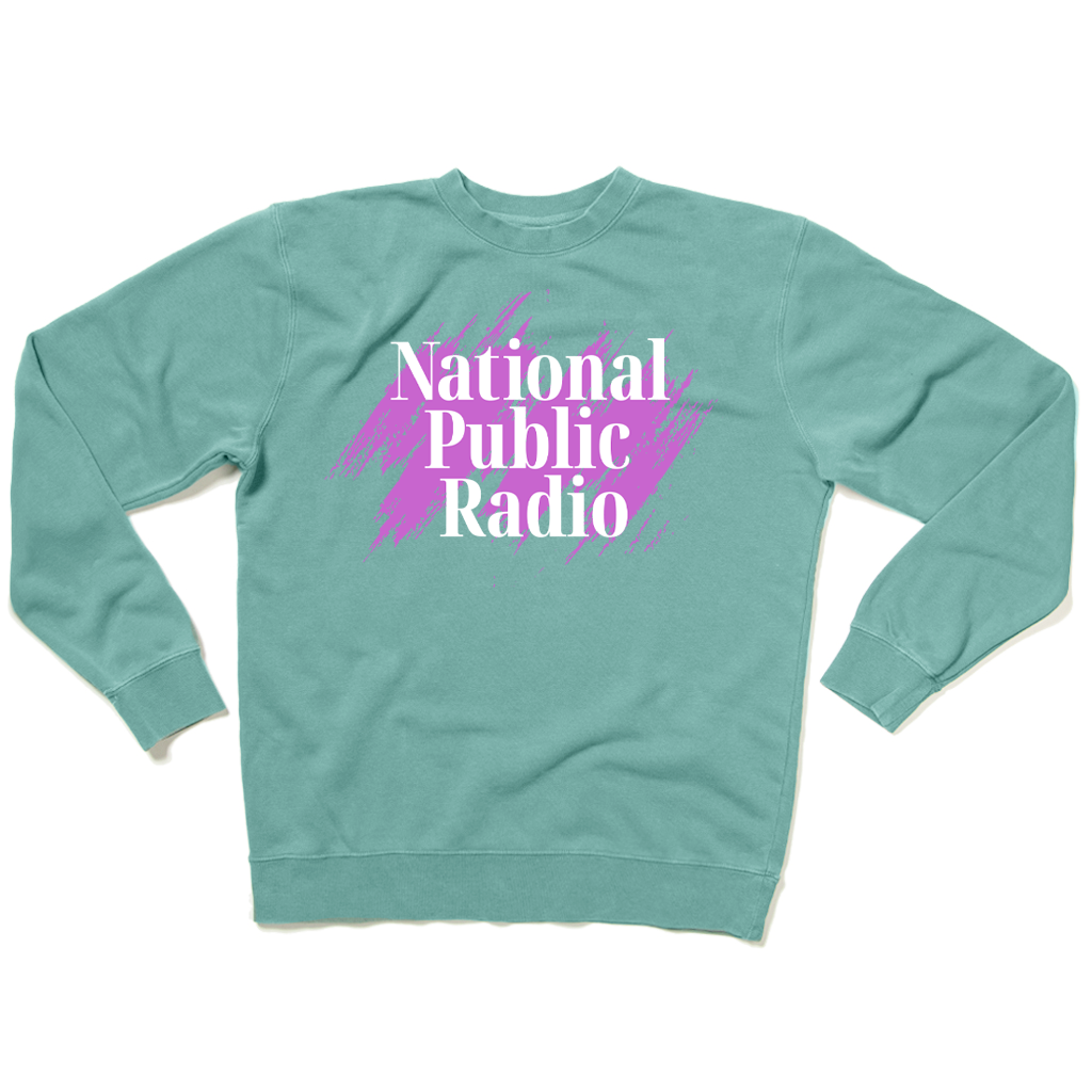 National Public Radio 90s Brushstroke Text Garment-Dyed Crewneck Sweatshirt