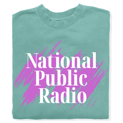 National Public Radio 90s Brushstroke Text Garment-Dyed Crewneck Sweatshirt