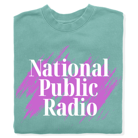 National Public Radio 90s Brushstroke Text Garment-Dyed Crewneck Sweatshirt