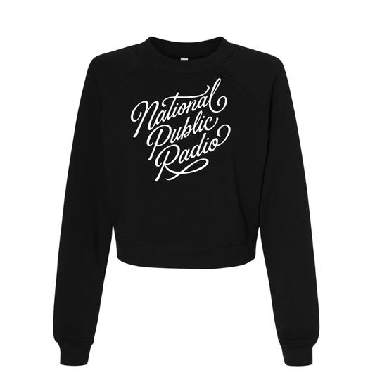 National Public Radio Script Women's Crop Crewneck Sweatshirt