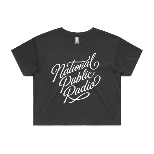 National Public Radio Script Crop Top - Coal