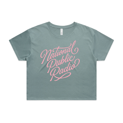 National Public Radio Script Crop Top - Mineral
