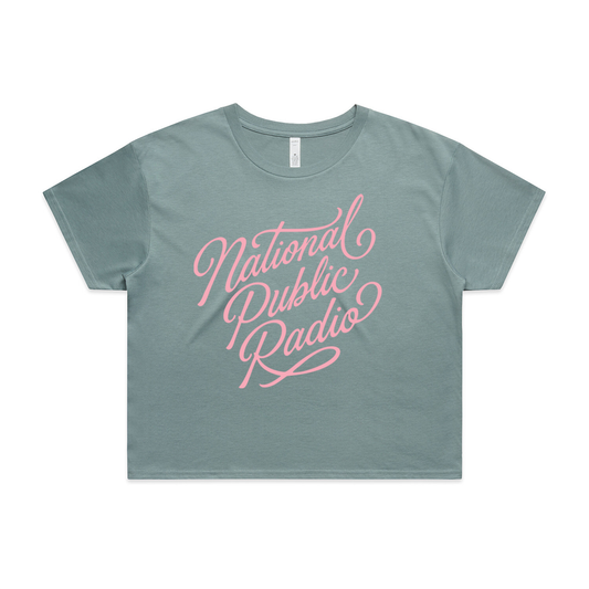 National Public Radio Script Crop Top - Mineral