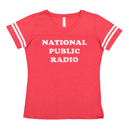 NPR Retro 70s Cooper Football Jersey Women's V-Neck Tee