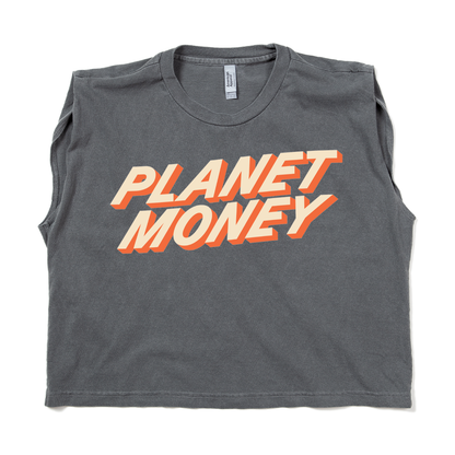 Planet Money Text Logo Muscle Crop Women's Tee