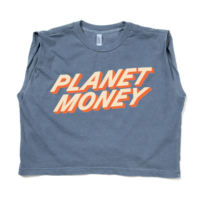 Planet Money Text Logo Muscle Crop Women's Tee