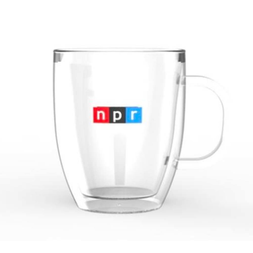 Clear mug with NPR logo