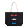 Black tote with The Hundreds X NPR logo