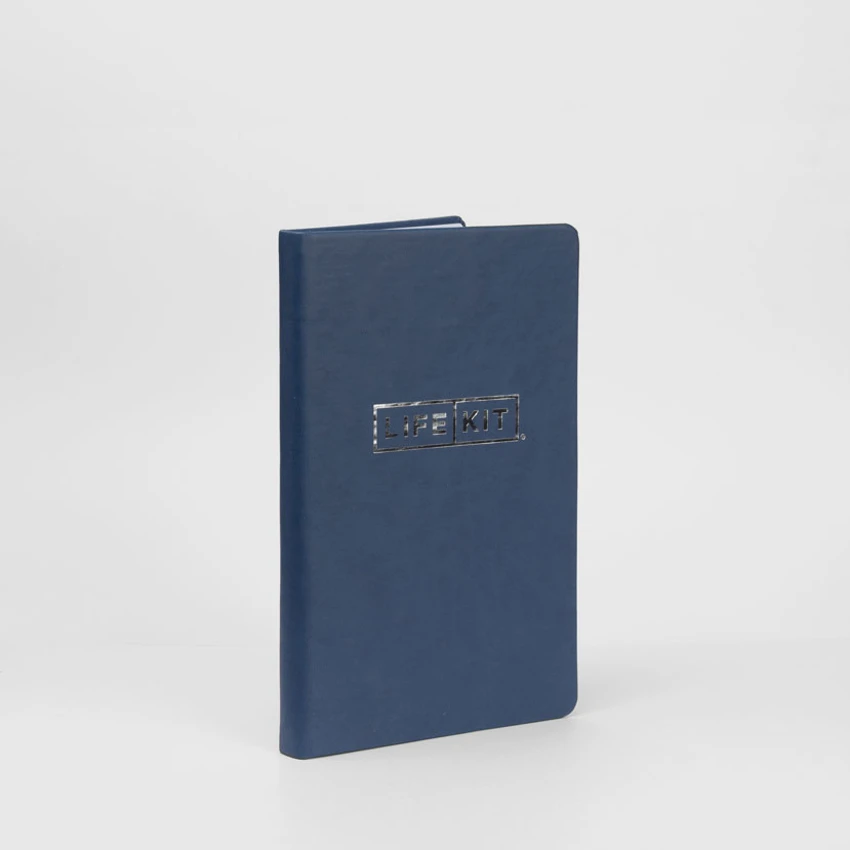 Blue planner with Life Kit logo