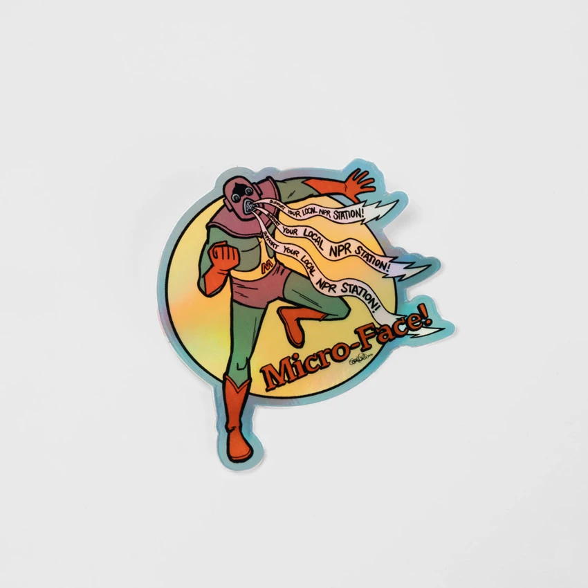 Green and orange Micro-Face Holographic Sticker