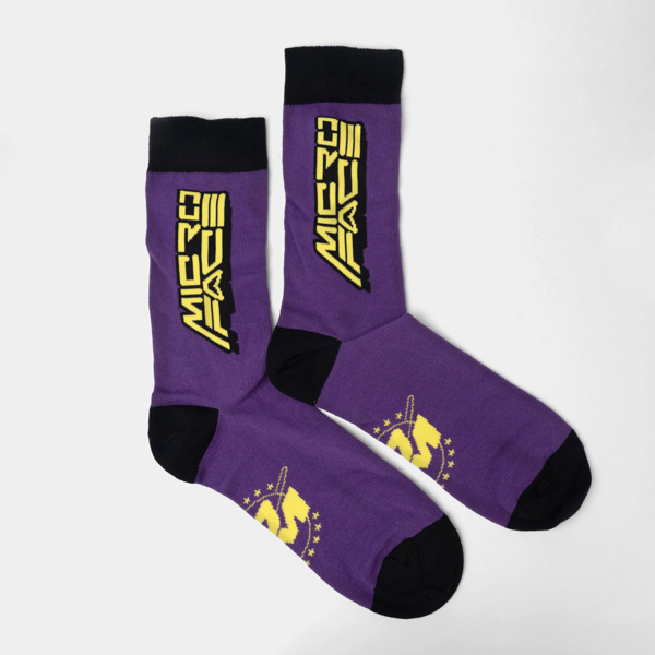 Purple, black and yellow Micro-Face Socks