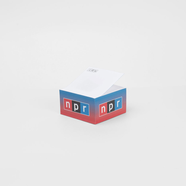 Blue and red NPR post it notes
