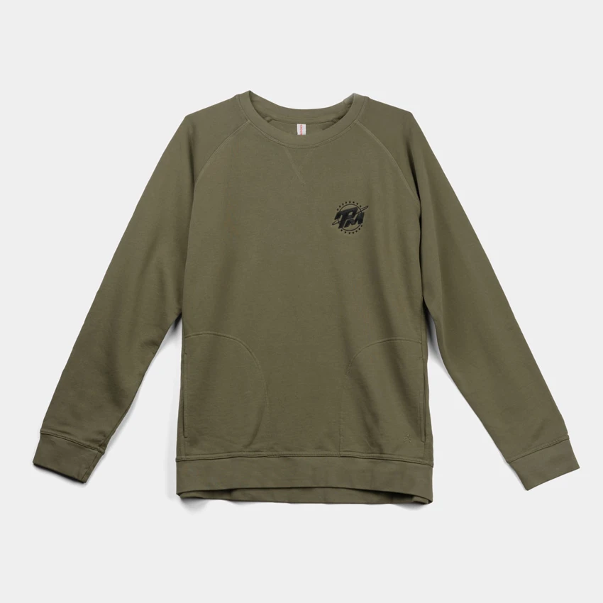 Green crewneck with Planet Money logo