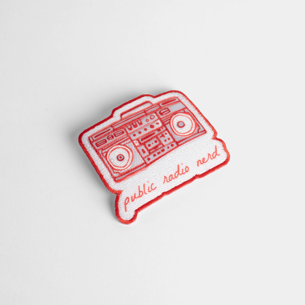 White and red Public Radio Nerd Patch