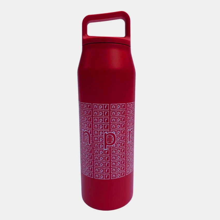 Red bottle with white NPR logo
