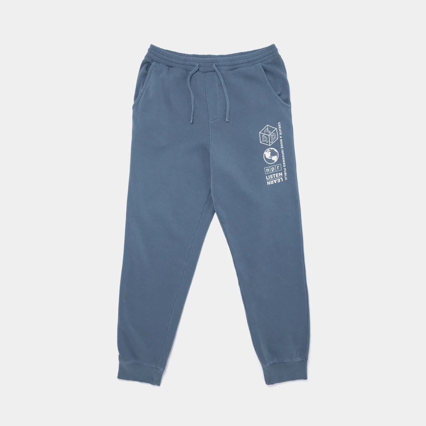 Blue Joggers with the NPR logo