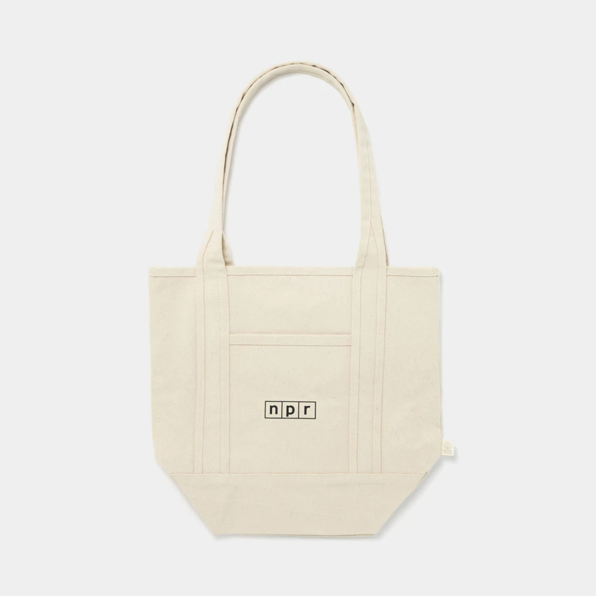 Canvas boat tote bag with the npr logo