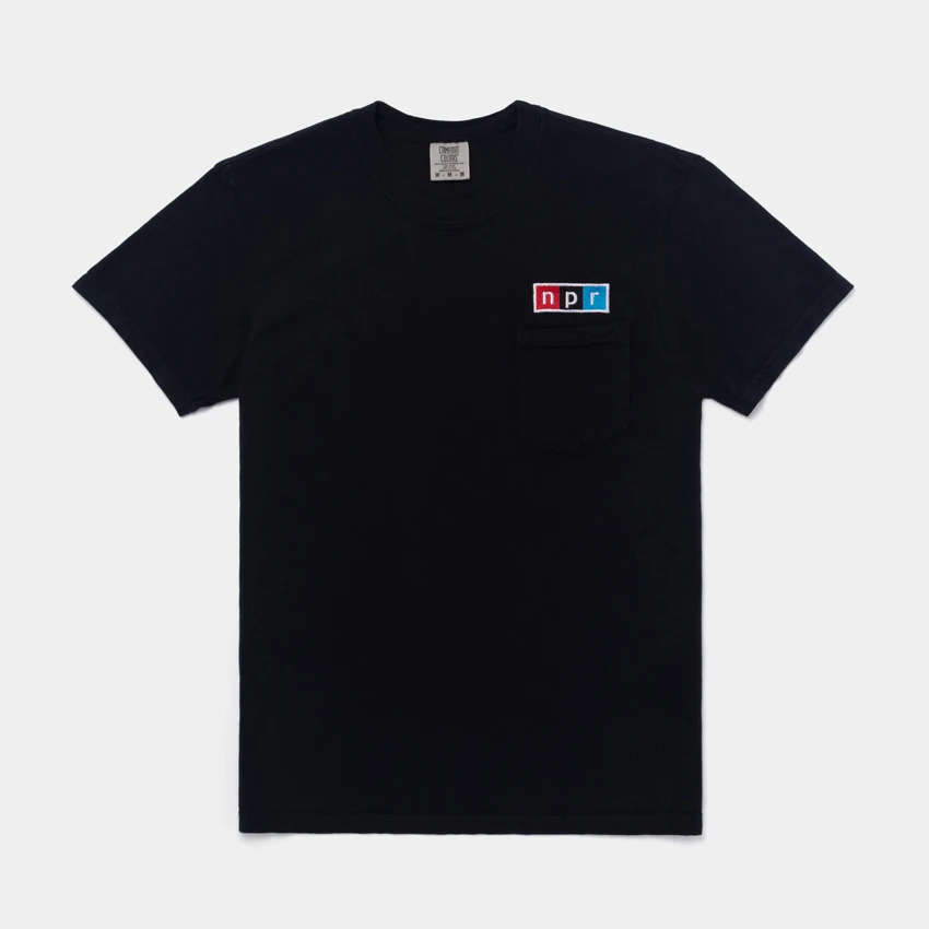 Black T-Shirt with pock and the NPR logo embroidered on the left chest