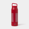 Red water bottle with twist off cap and NPR logo design