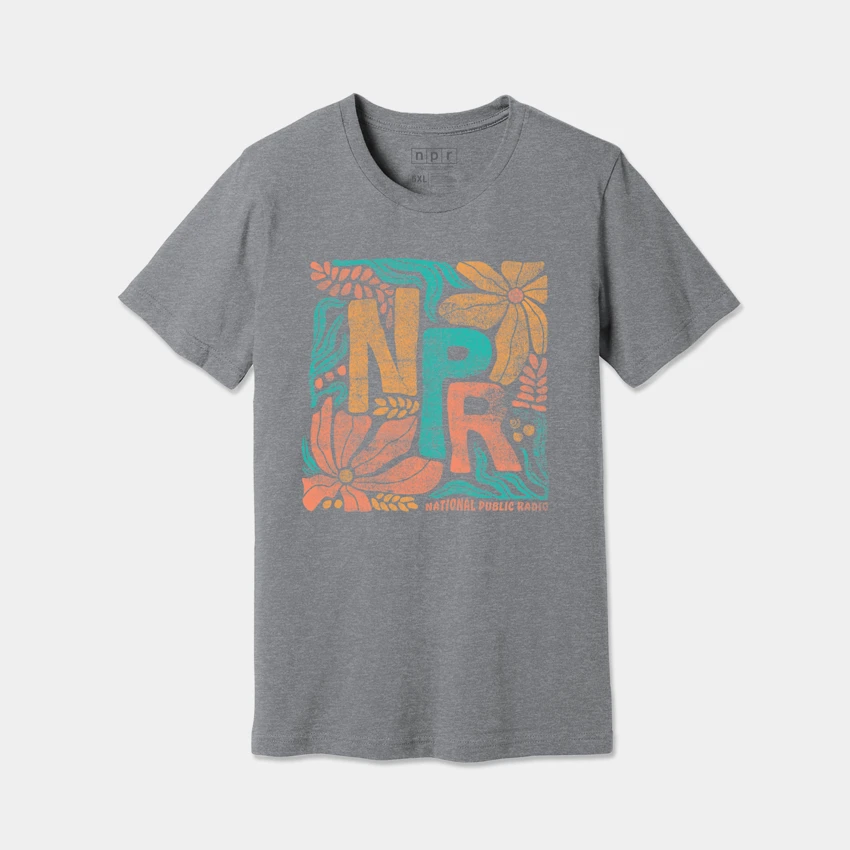 Grey T-Shirt with tropical NPR design