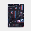 A black background with a repeating pattern of red, blue, and white NPR logos and other geometric shapes.