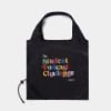 Black grocery tote with the NPR Student Podcast Challenge design